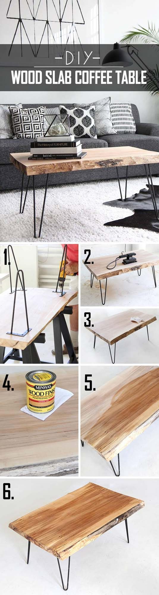 Raw Wood Edge Metal Legs