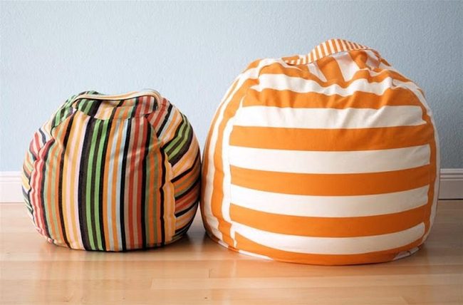 Orange Striped Bean Bag Lounger
