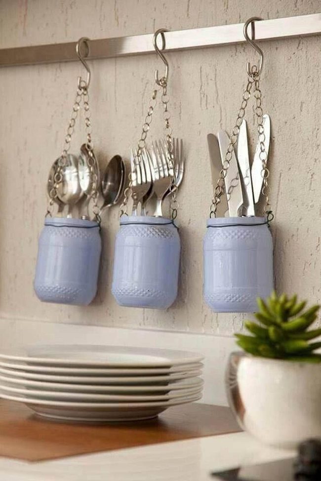 Soft Blue Mason Jar Storage
