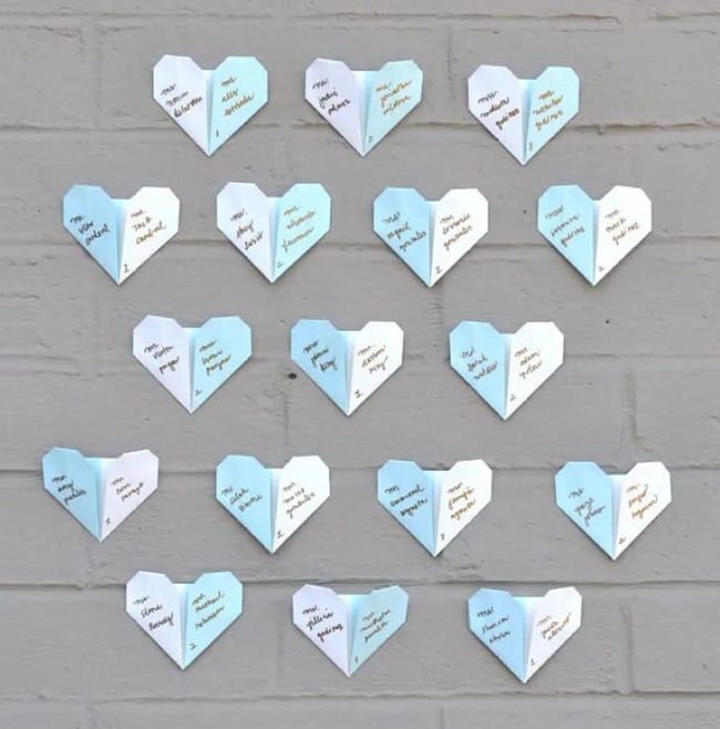 Burgundy And Gold Origami Hearts