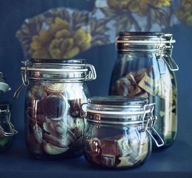 Clear Glass Jars, Coastal Treasures