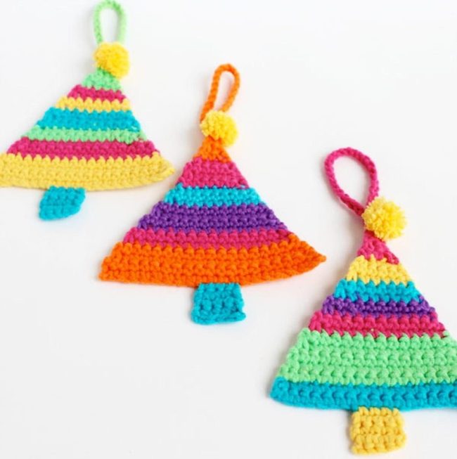 Pink Purple Striped Crochet Trees