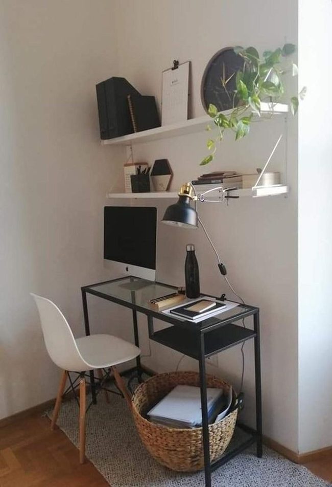 Black Desk White Chair Workspace