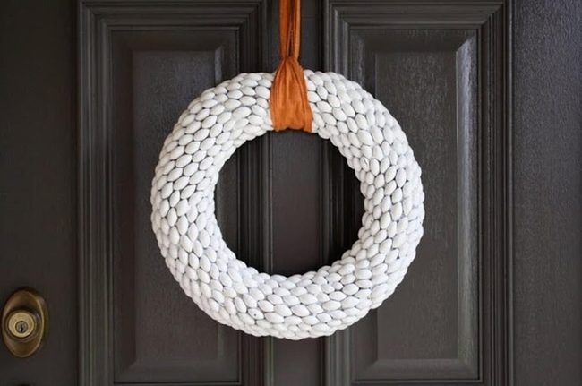 Shell Wreaths On Dark Wood Doors