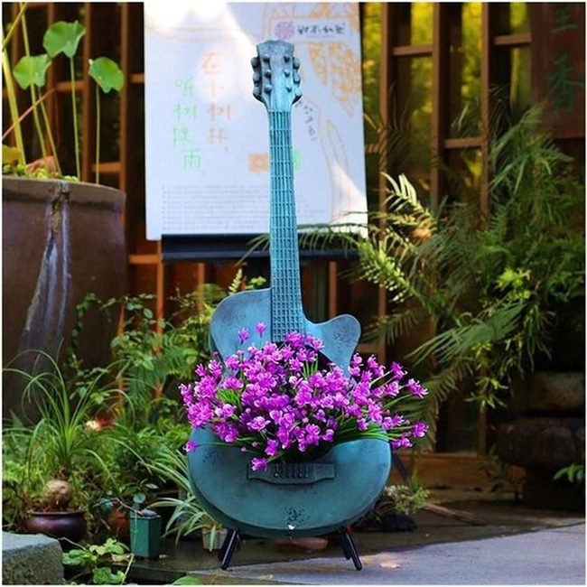 Guitar Planter With Living Strings
