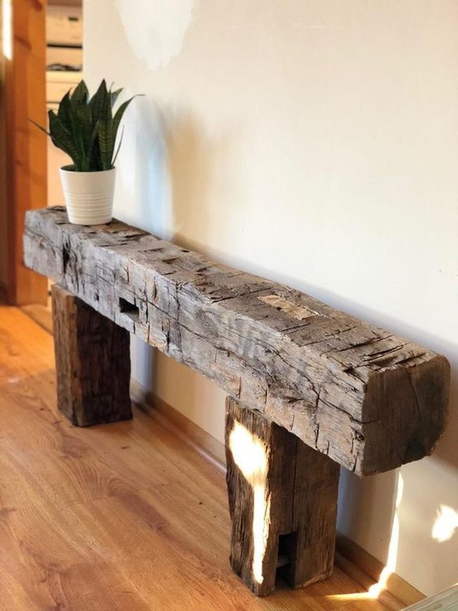 Sunlit Wooden Bench Hallway