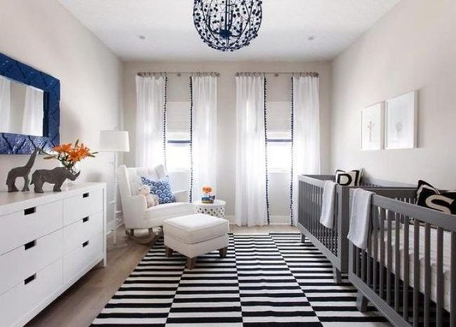Dark Blue Chandelier Twin Nursery