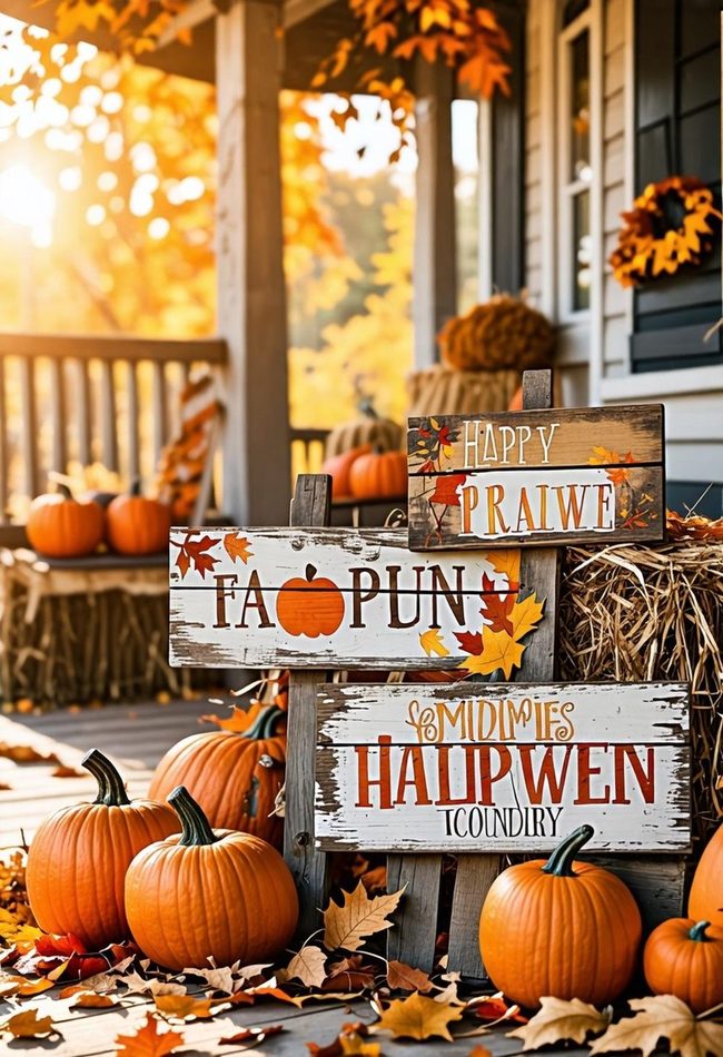 Weathered Wood Autumn Signage