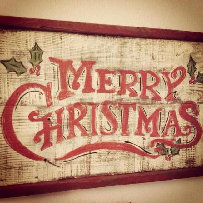 Red Merry Christmas Wooden Sign