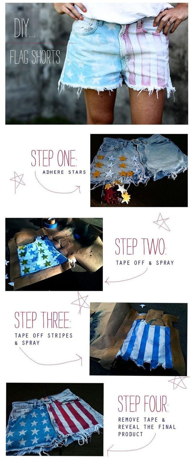 Denim Shorts With Spray-Painted Stars