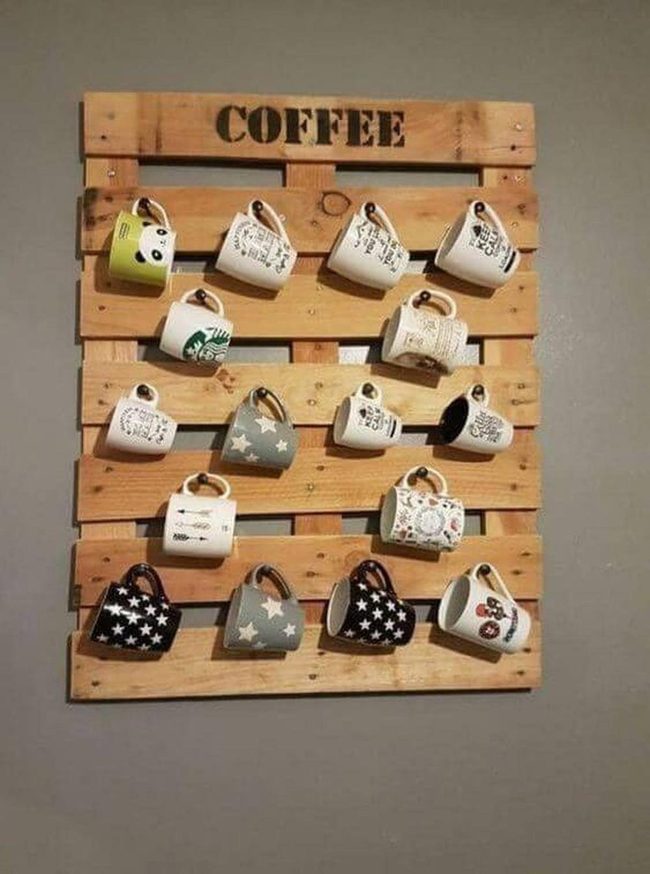 Colorful Mugs On Reclaimed Wood