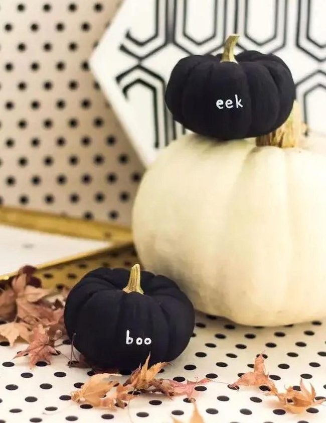 Black White Pumpkin Polka Dots
