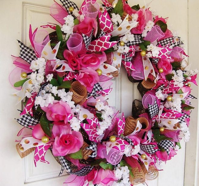 White And Pink Floral Wreath Spring