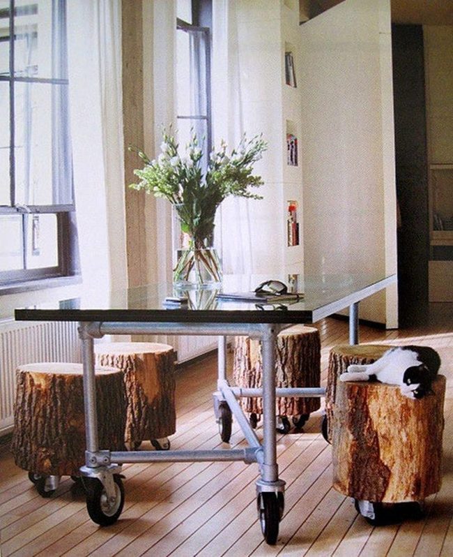 Metal Pipes Meet Wooden Warmth
