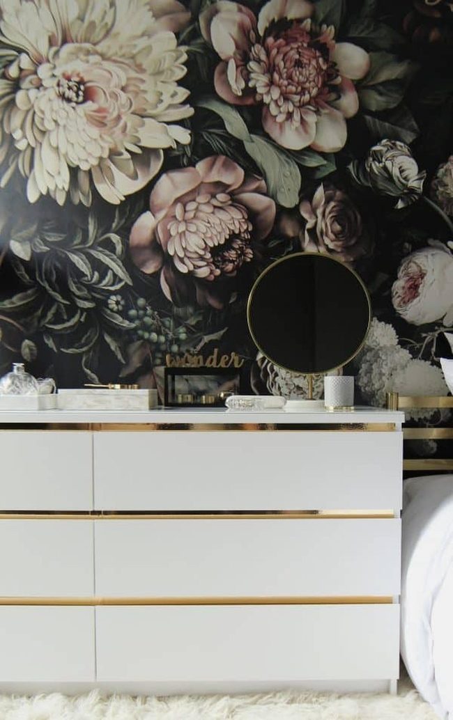 Gold Trim Malm Drawer Dresser