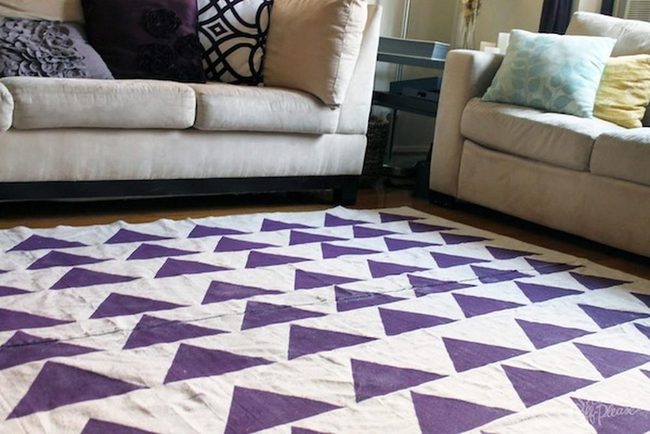 Purple Triangles On Warm Wood