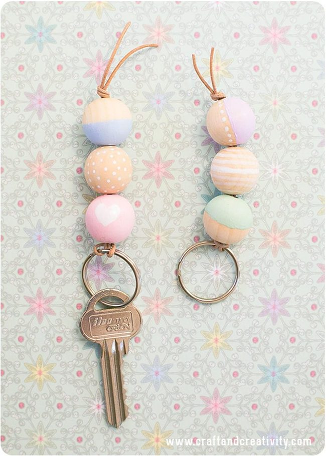 Pastel Beads Silver Metal Keychains