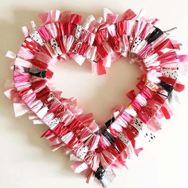 Patchwork Fabric Heart Wreath