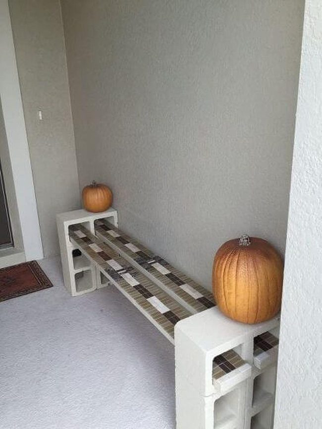 Stacked Cinder Block Autumn Seating