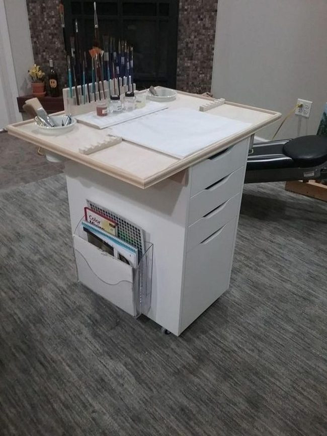 White Rolling Cart Creative Workspace