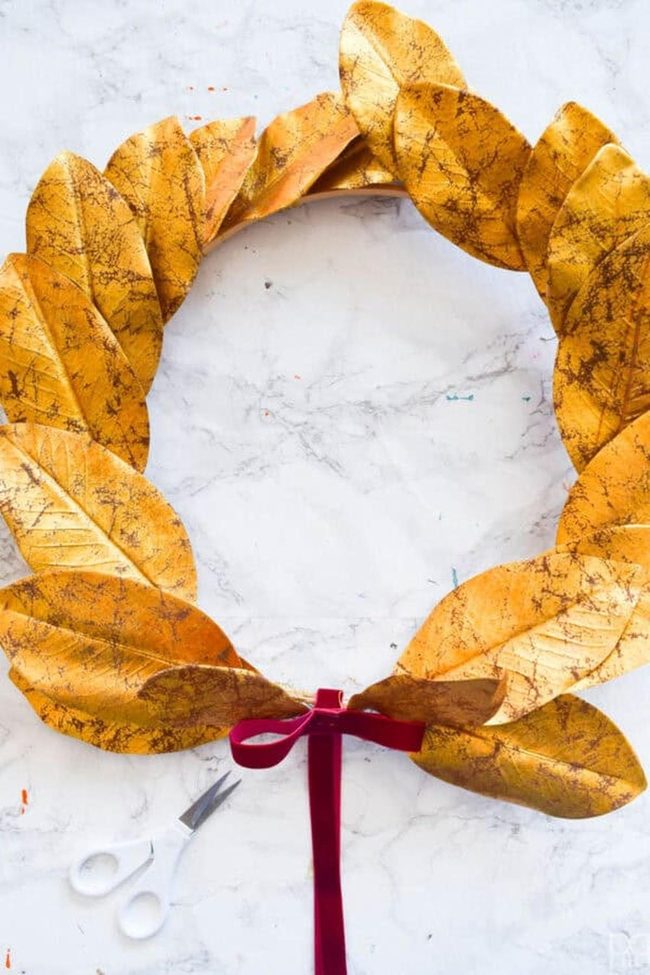 Gold Leaf Magnolia Wreath