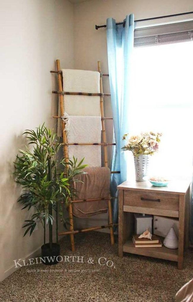 Wooden Ladder Shelf With Plants