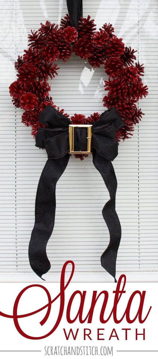 Red Pinecones With Black Bow