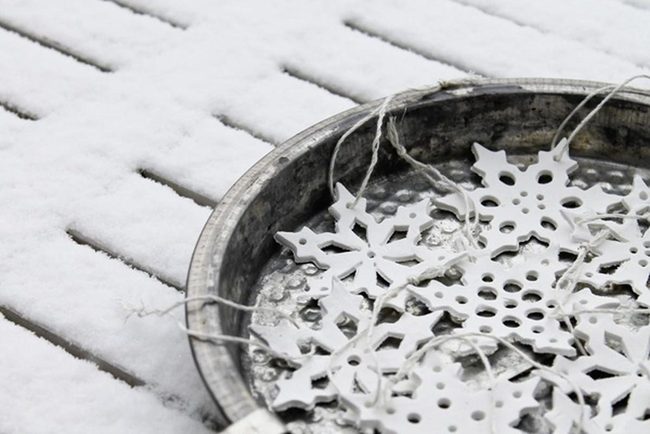 Carved Wood Snowflakes In Metal