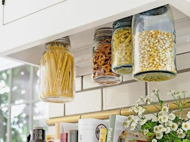 Hanging Glass Jars Colorful Pasta