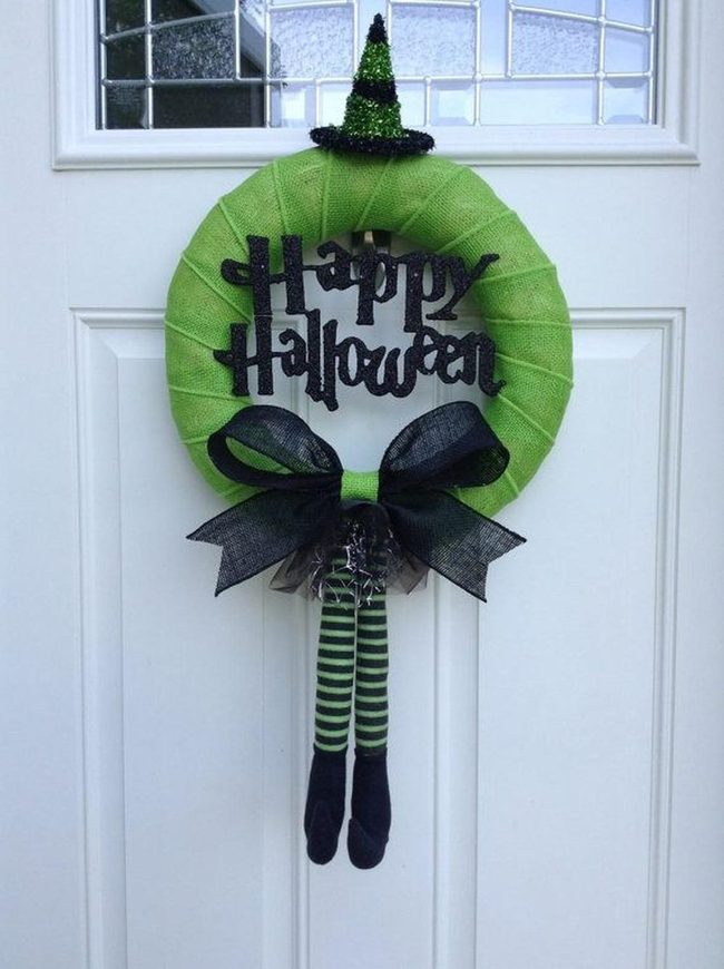 Lime Green Witch Legs Wreath