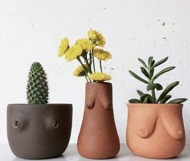 Curved Ceramic Body Planters
