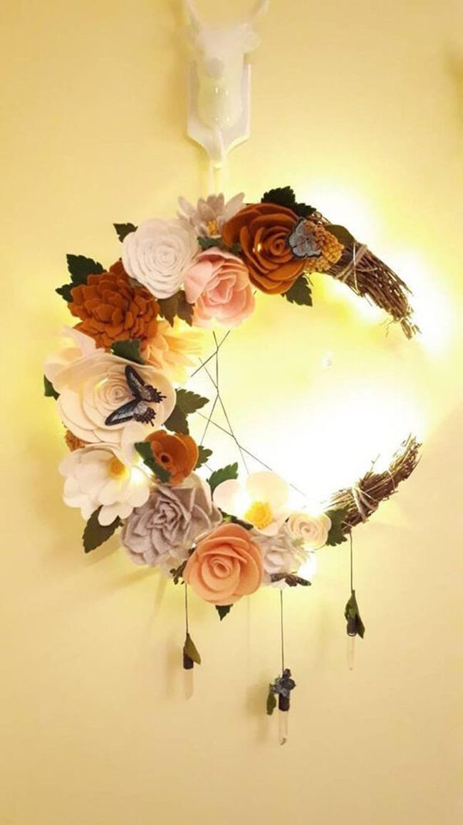 Felt Flowers Meet Moonlit Crystals