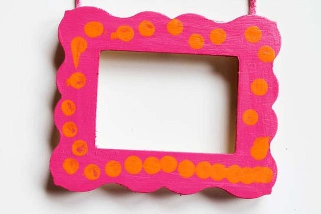 Pink Wood Frame With Orange Polka Dots