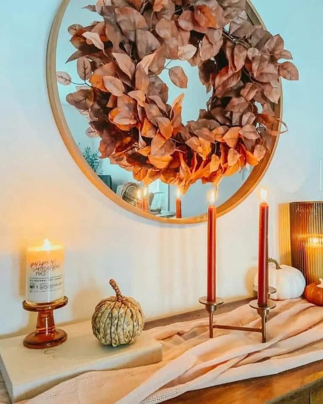 Autumn Leaves Framed Mirror