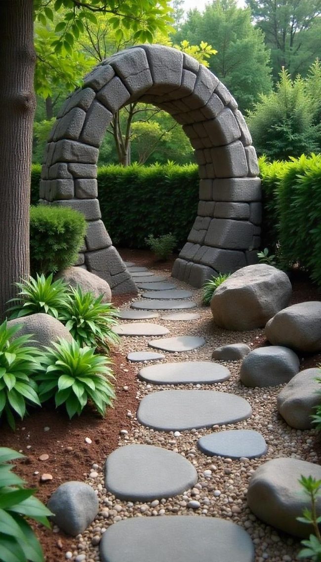 Stone Boulder Garden Bed Edges