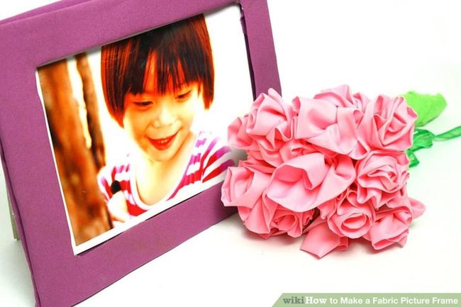 Purple-Wrapped Frame With Fabric Roses