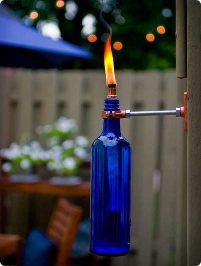 Recycled Glass Bottle Torches