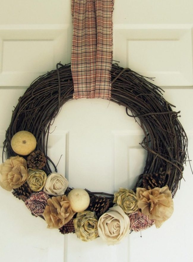 Autumn Twigs With Beige Ornaments