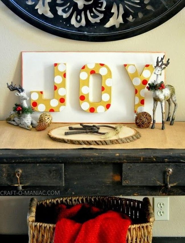 Rustic Wood Table With White Joy Letters