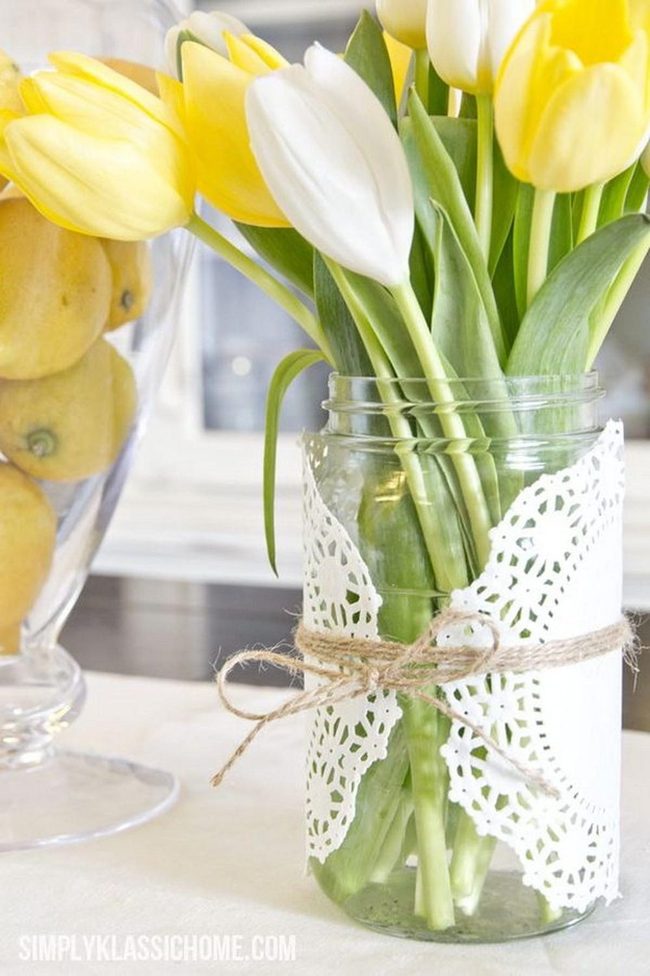 Paper Doily Wrapped Jars
