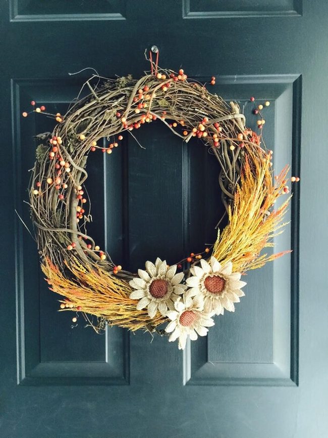 Burlap Sunflowers Harvest Wreath
