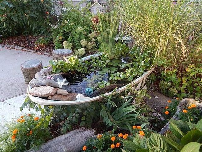Moored Boat Garden Oasis