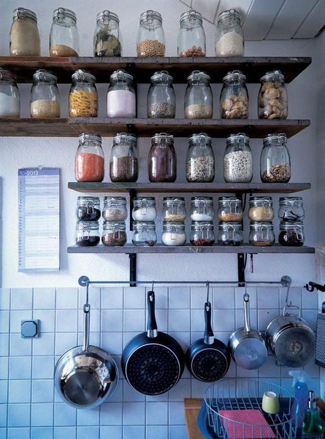 Colorful Spice Jars On Wood