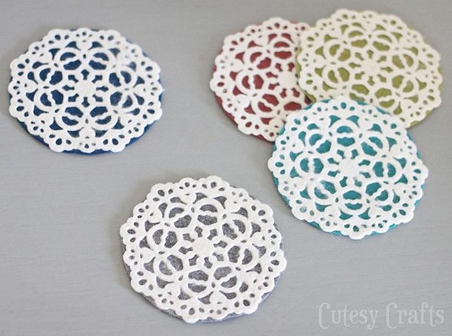 Colorful Felt Doily Coasters