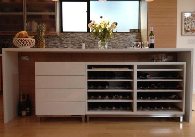 White Cabinets, Natural Light, Wine Cooler