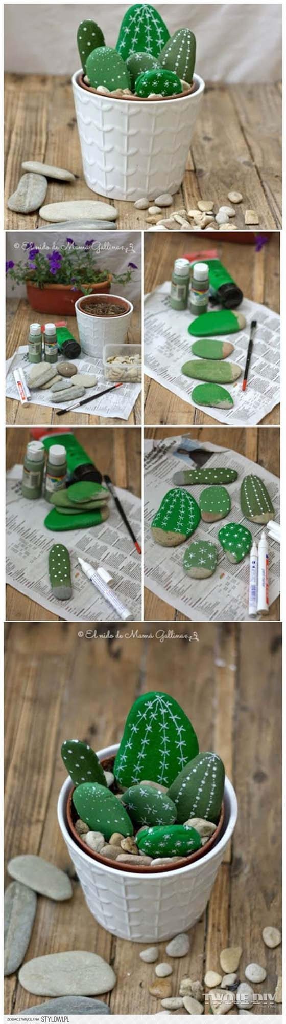 Colorful Painted Stone Cacti