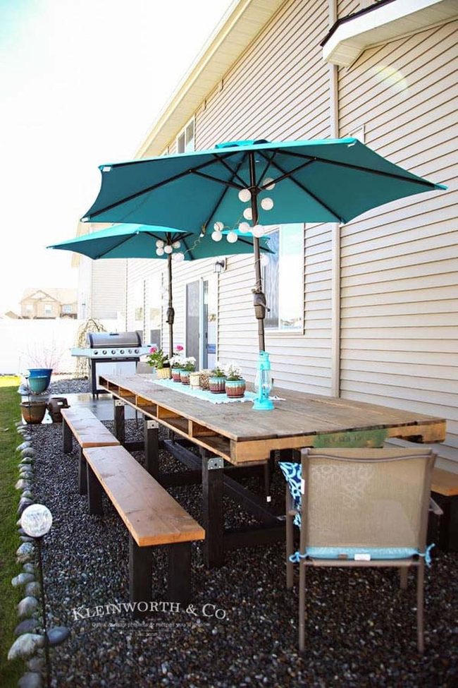 Pallet Wood Dining Under Strings