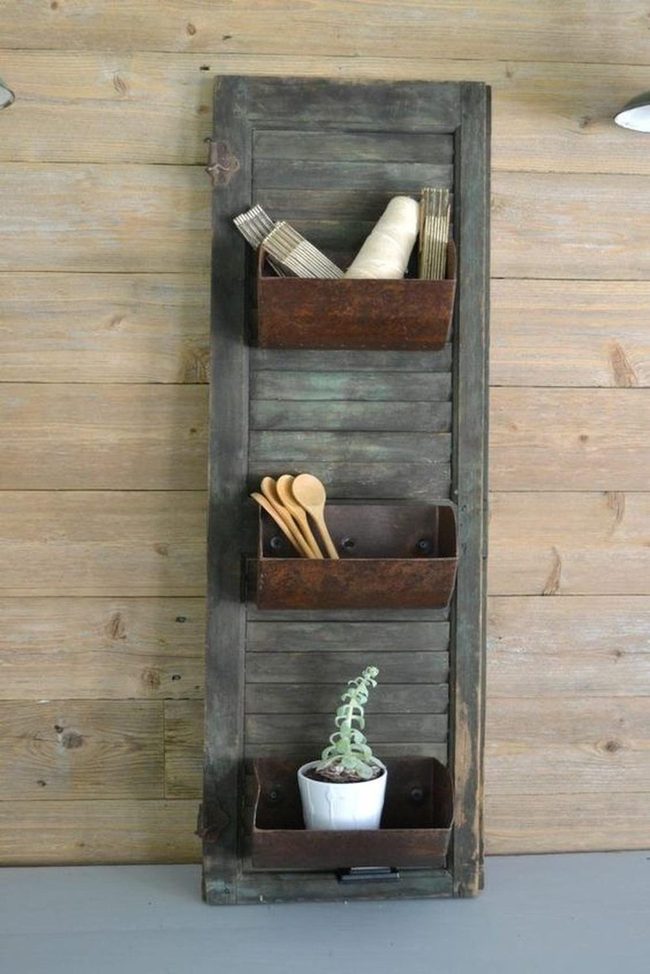 Weathered Wood With Dark Metal Storage