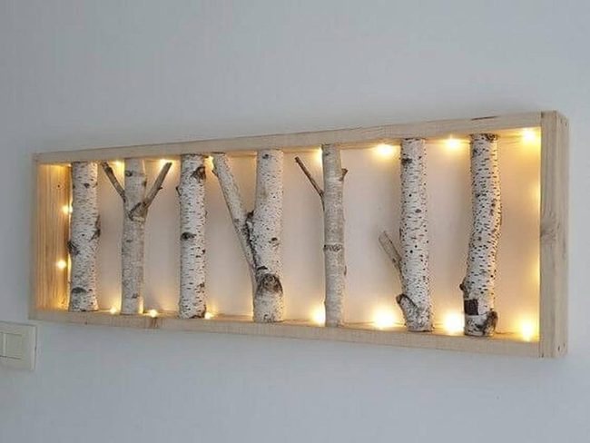 Illuminated Birch Branches Wall Art