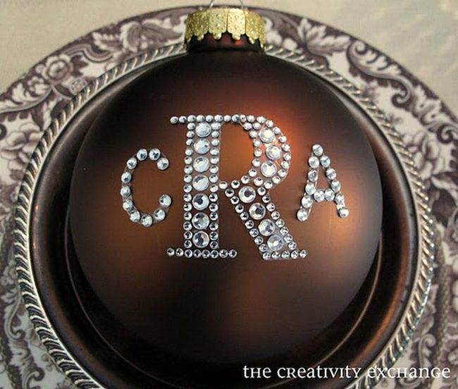 Brown Rhinestone Letter Ornament